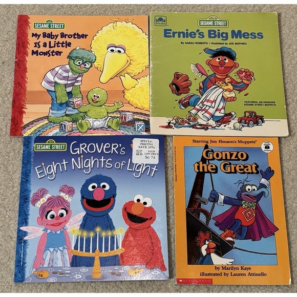 Other - Sesame Street Children's Books Lot Of 4 - Elmo, Grover, Big Bird, Gonzo